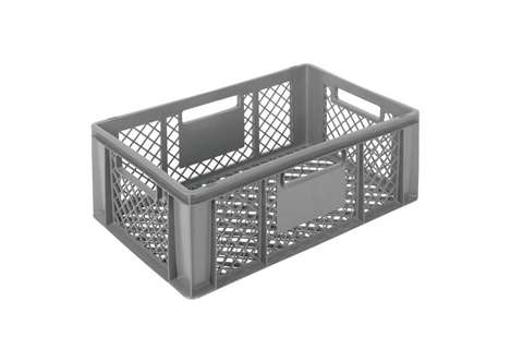 EN-Stapelbehälter Classic 43l - 600x400x220mm - perforierte wände und boden - offen Griffe