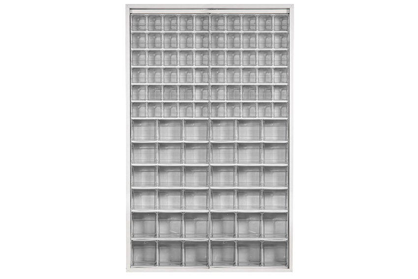Armoire murale en métal incl. 96 pcs Crystal box blocs-tiroirs basculants - 1260x250x2000mm 