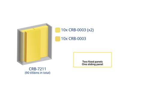 Metalen wandkast incl. 90 Crystal box kantelbakjes - 1270x400x1950mm