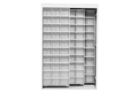 Metalen wandkast incl. 120 Crystal box kantelbakjes - 1270x600x1950mm