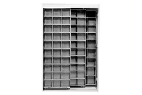 Metalen wandkast incl. 120 Crystal box kantelbakjes - 1270x600x1950mm