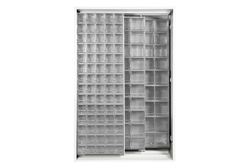 Metalen wandkast incl. 154 Crystal box kantelbakjes - 1270x600x1950mm 