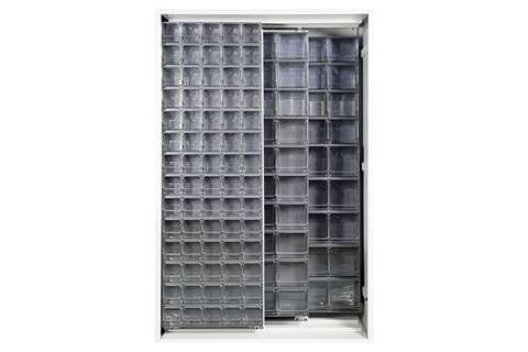Metalen wandkast incl. 154 Crystal box kantelbakjes - 1270x600x1950mm