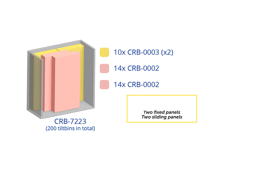 Armoire murale en métal incl. 200 pcs Crystal box blocs-tiroirs basculants - 1270x600x1950mm 