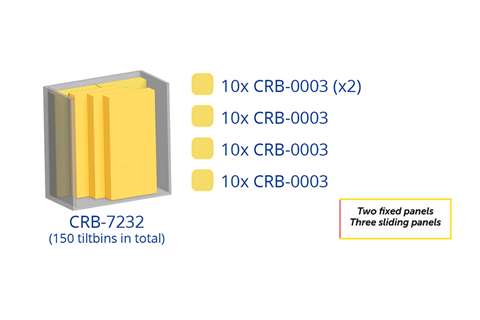 Metal wall cabinet incl. 150 pcs Crystal box tilt bins - 1270x800x1950mm