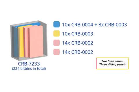 Metalen wandkast incl. 224 Crystal box kantelbakjes - 1270x800x1950mm