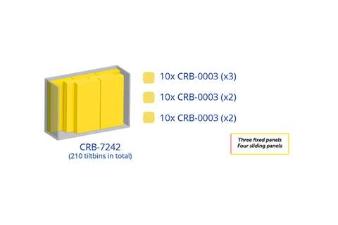 Metalen wandkast incl. 210 Crystal box kantelbakjes - 1870x800x1950mm