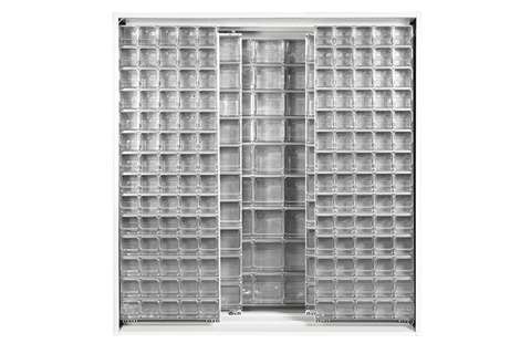 Metalen wandkast incl. 281 Crystal box kantelbakjes - 1870x800x1950mm