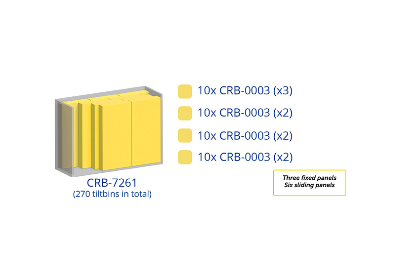 Metalen wandkast incl. 270 Crystal box kantelbakjes - 1870x800x1950mm 