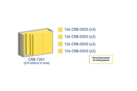 Metal wall cabinet incl. 270 pcs Crystal box tilt bins - 1870x800x1950mm