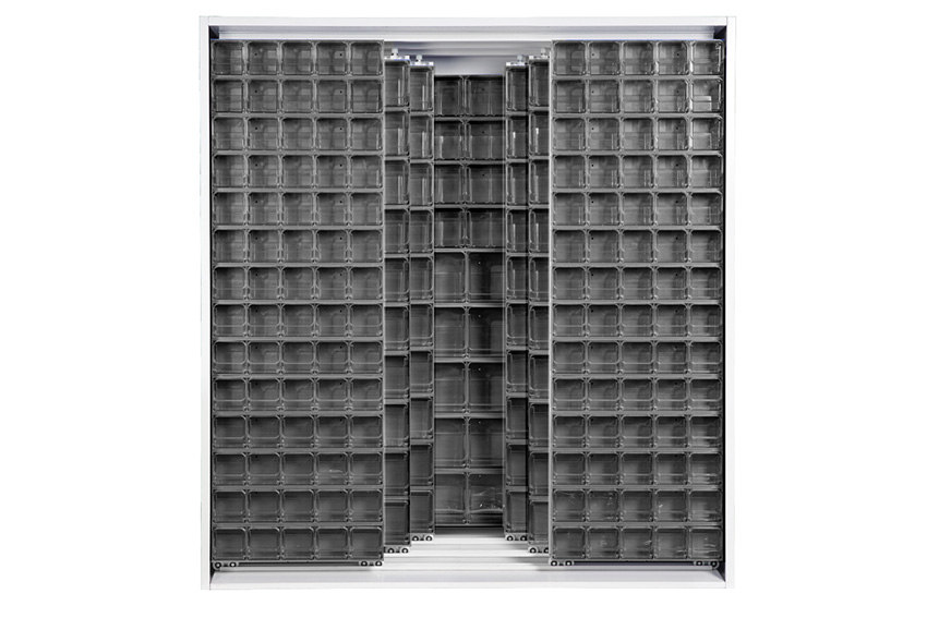 Armoire murale en métal incl. 341 pcs Crystal box blocs-tiroirs basculants - 1870x800x1950mm 