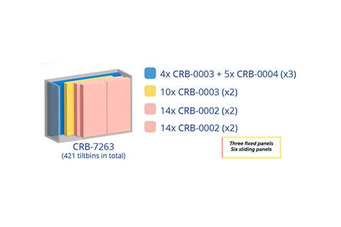 Metalen wandkast incl. 421 Crystal box kantelbakjes - 1870x800x1950mm