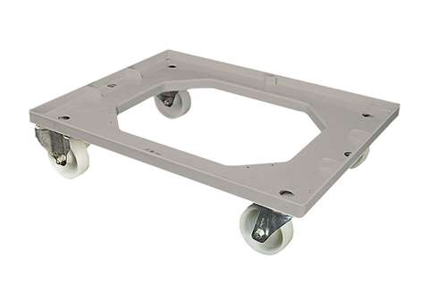 Transportonderstel - 4 polyamide zwenkw - PP kader - verzinkte vorken - voor NBP broodmanden