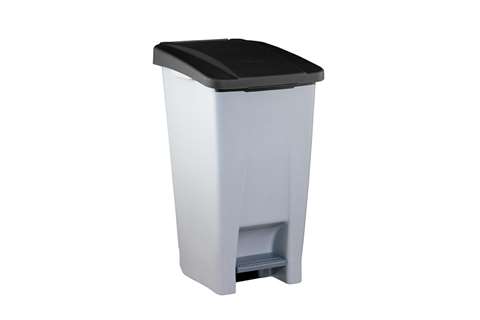 Pedaalafvalbak 60l - grijze body - gekleurd deksel 490x380x700mm