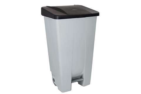 Pedaalafvalbak 120l - grijze body - gekleurd deksel 510x425x875mm