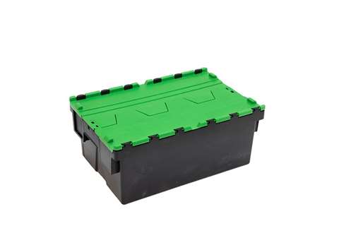 Deckelkisten Ergo 40L – 600x400x250mm - Schwarzer Körper + farbiger Deckel - Regenerat