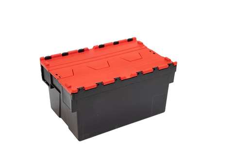 Deckelkisten Ergo 52L – 600x400x310mm - Schwarzer Körper + farbiger Deckel - Regenerat