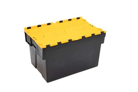 Deckelkisten Ergo 63L – 600x400x367mm - Schwarzer Körper + farbiger Deckel - Regenerat