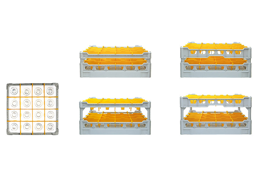 Glass rack 16 compartments - 500x500x233mm - glass h:200mm - ø113mm 