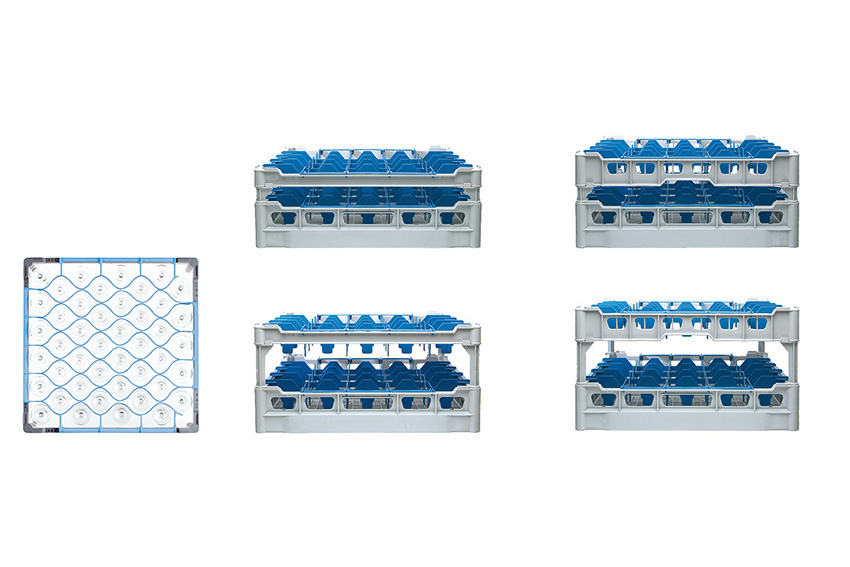 Glaserkorb 44 Fächer – 500x500x293mm - Glas H:260mm - Ø67mm 