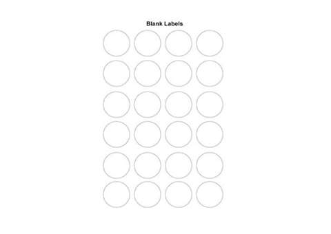 Feuille avec 24 etiquettes blanches