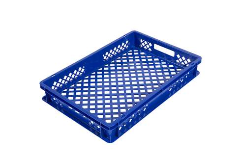EN stacking bread crate 17l - 600x400x90mm - perforated sides and bottom - 2 open handles