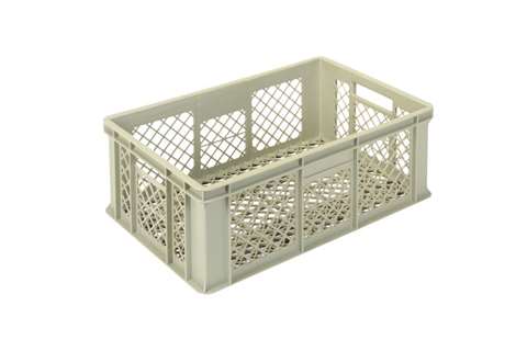 EN Stacking bin Gold 42l - 600x400x220mm - perforated sides and reinforced perforated bottom