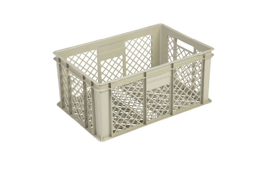 EN Stacking bin Gold 53l - 600x400x270mm - perforated sides and reinforced perforated bottom 