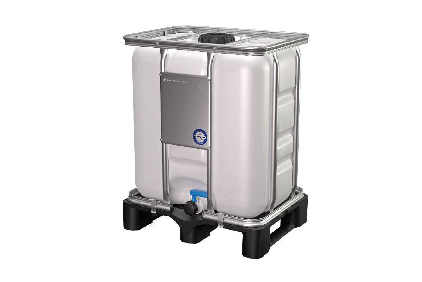 300l IBC Un Certifiert - 800x600x1000mm - Kunststoff Palette - Einfüllöff. Ø150mm 