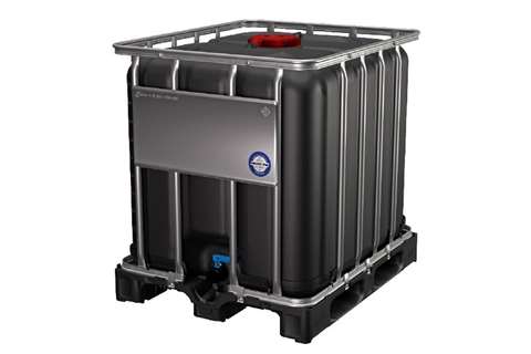 IBC container uv-1000l- 1200x1000x1175mm - un -kunststof pallet - vulop. ø225mm