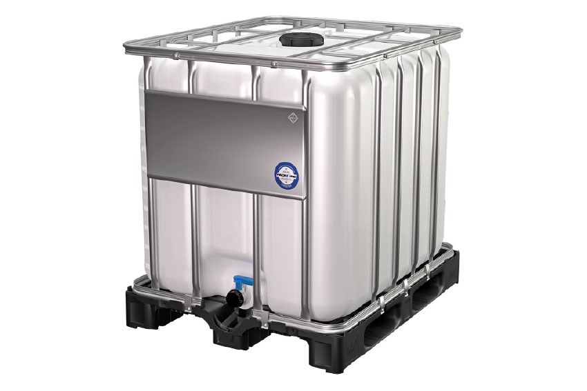Conteneur IBC un 1000l - 1200x1000x1175 - palette pl.- ouv. remplis. ø150mm - vanne interchangeable 
