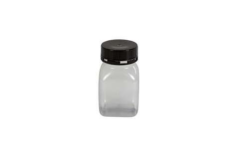 Pot carre à large ouverture - 200ml - serie 310 PVC - bouchon à visser scell.
