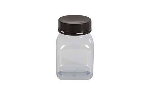Pot carre à large ouverture - 500ml - serie 310 PVC - bouchon à visser scell.