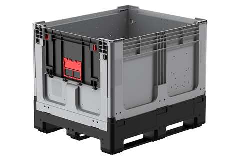 Logifold Box 1200x1000x975mm - 855l - geschlossen - 3 Kufen - Klapptür 1 kurze Seite