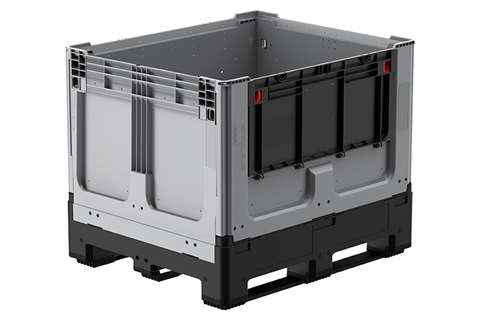 Logifold Box 1200x1000x975mm - 855l - geschlossen - 3 Kufen - Klapptür 1 lange Seite