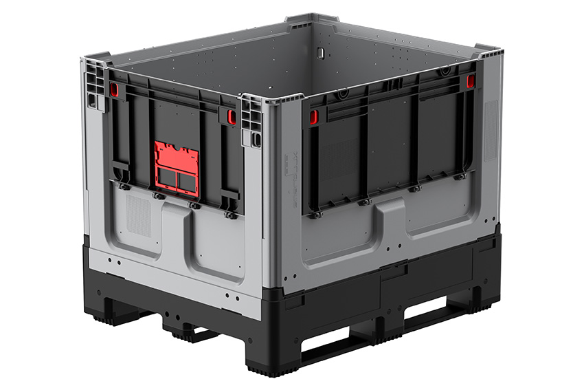 Logifold Box 1200x1000x975mm - 855l - geschlossen - 3 Kufen – Klapptür 1 kurze + 1 lange Seite 