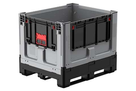 Logifold Box 1200x1000x975mm - 855l - geschlossen - 3 Kufen – Klapptür 1 kurze + 1 lange Seite