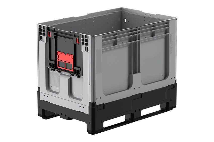 Logifold box 1200x800x958mm - 660l - fermé - 2 semelles - porte battante sur 1 côté court 