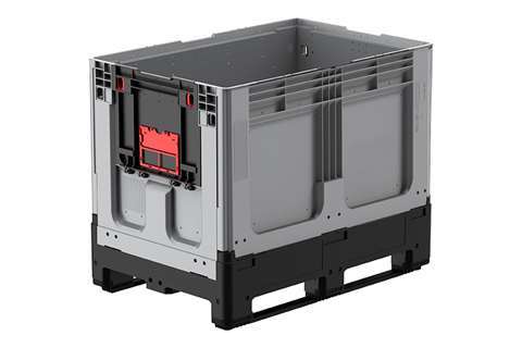 Logifold Box 1200x800x958mm - 660l - geschlossen - 2 Kufen - Klapptür 1 kurze Seite