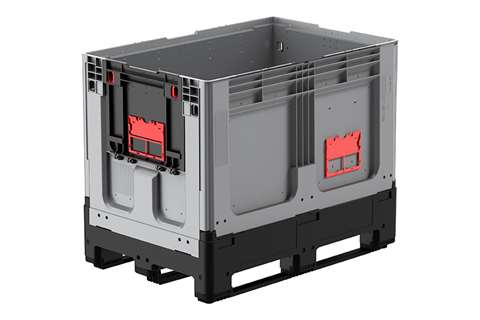 Logifold Box 1200x800x958mm - 660l - geschlossen - 3 Kufen - Klapptür 1 kurze Seite