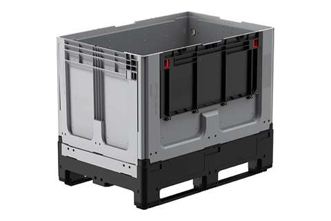 Logifold Box 1200x800x958mm - 660l - geschlossen - 2 Kufen - Klapptür 1 lange Seite