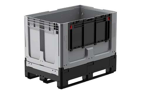 Logifold Box 1200x800x958mm - 660l - geschlossen - 3 Kufen - Klapptür 1 lange Seite