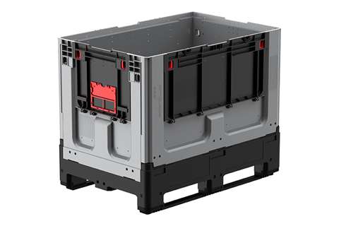 Logifold Box 1200x800x958mm - 660l - geschlossen - 2 Kufen – Klapptür 1 kurze + 1 lange Seite