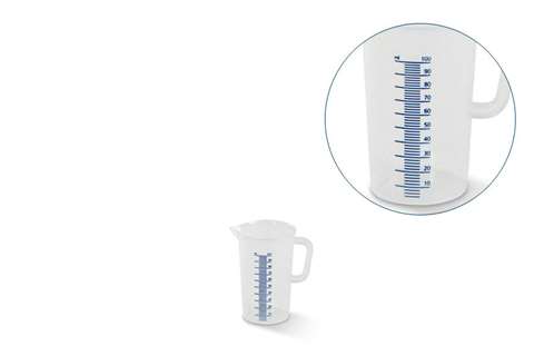 Maatbeker - 100ml - met blauw skala in relief