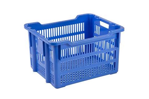 Nestbare draaistapelbak 75l - 625x500x360/325mm - geperforeerde wanden en bodem - 2 open handgrepen