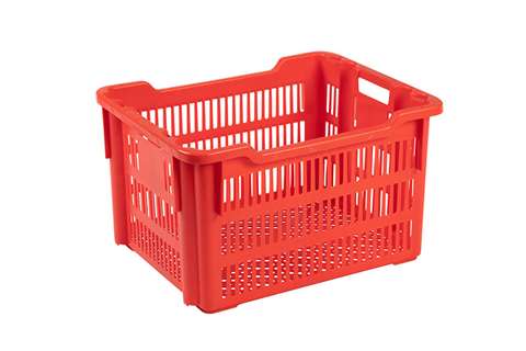 Nestbare draaistapelbak 75l - 625x500x360/325mm - geperforeerde wanden en bodem - 2 open handgrepen