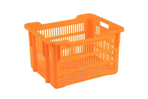 Nestbare draaistapelbak 75l - 625x500x360/325mm - geperforeerde wanden en bodem - 2 open handgrepen