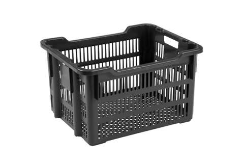 Nestbare draaistapelbak 75l - 625x500x360/325mm - geperforeerde wanden en bodem - regeneraat