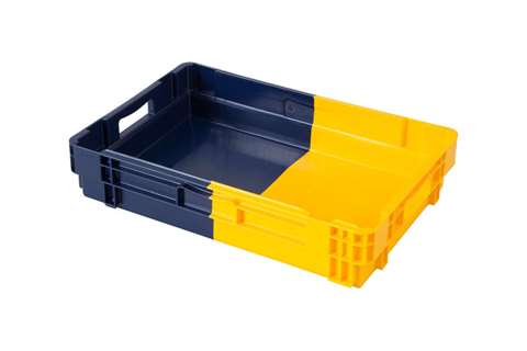En Nestbare draaistapelbak 22l - 600x400x123mm - gesloten wanden en bodem - bicolor