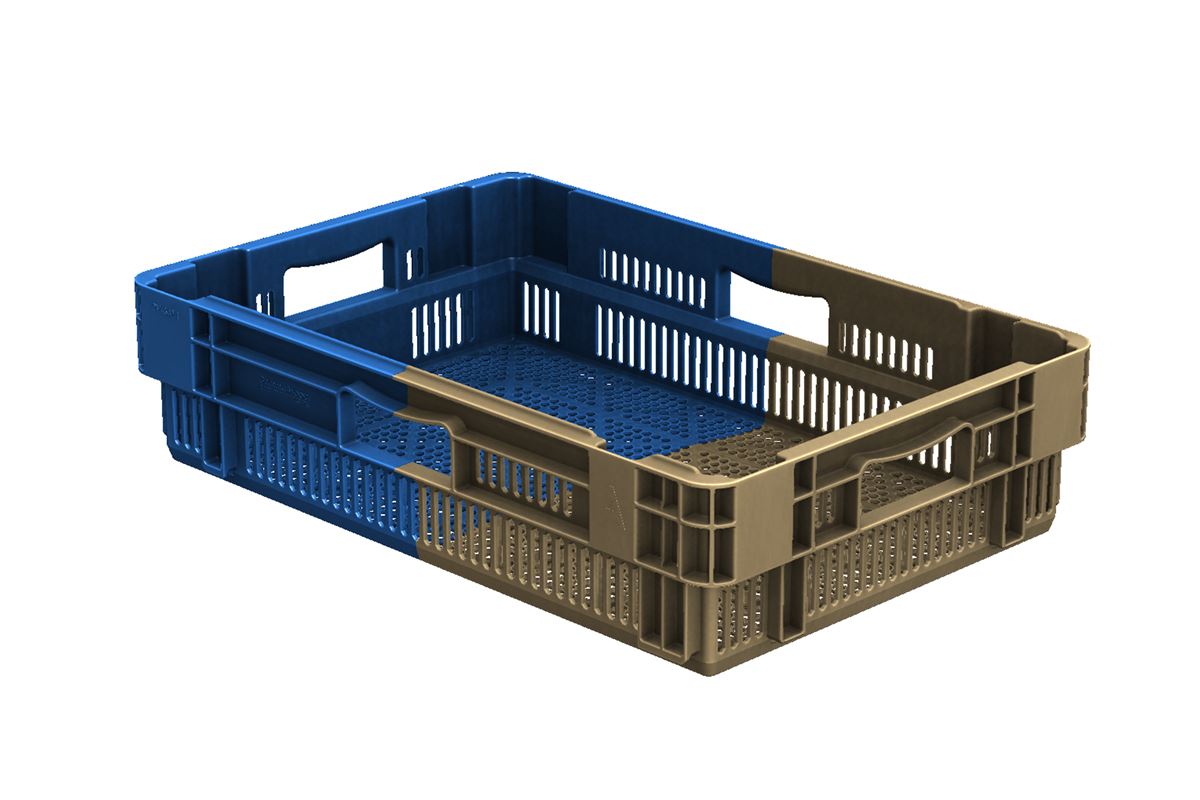EN Bac gerbable emboîtable 25l - 600x400x147mm - parois et fond perforé  - bicolor 